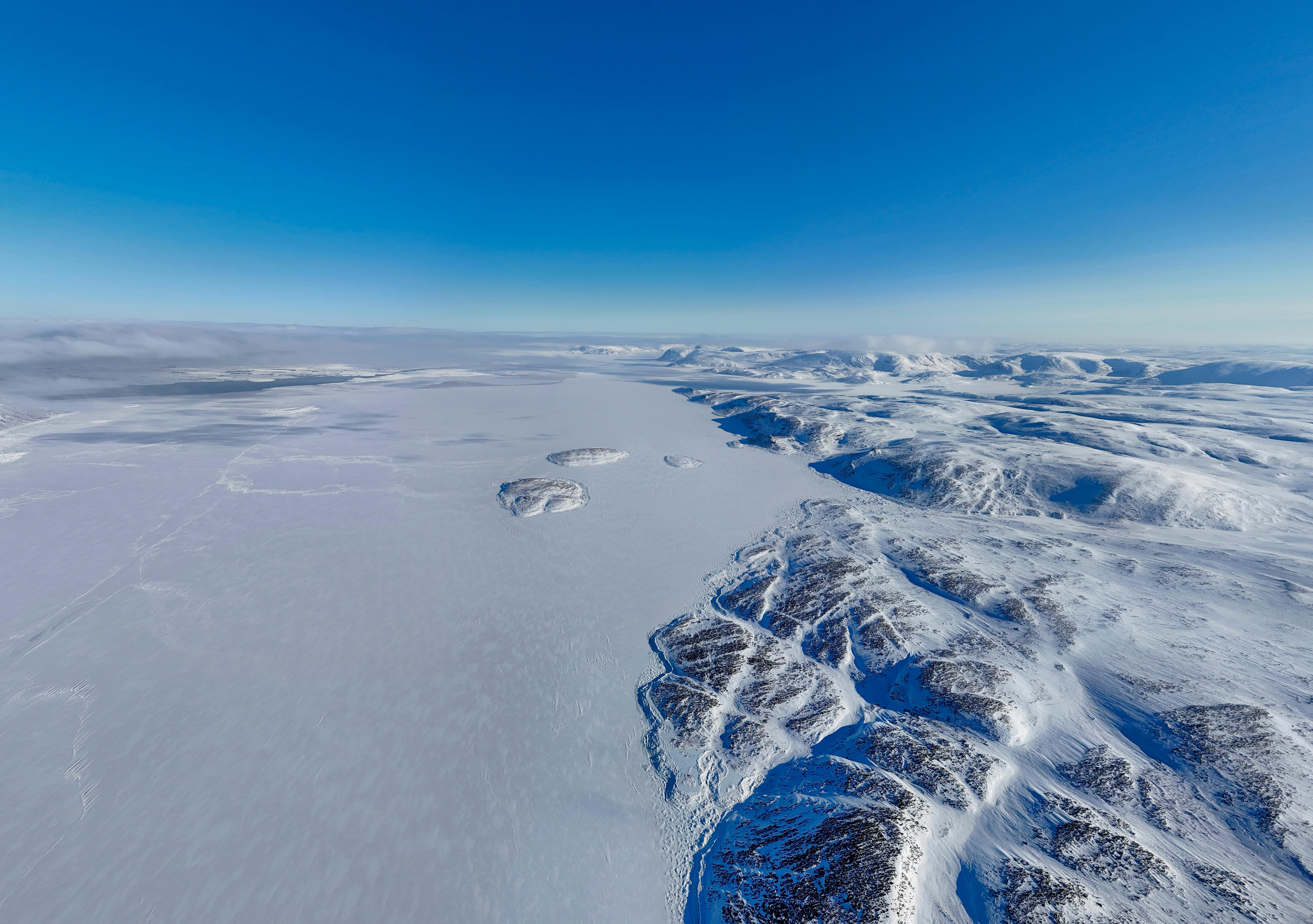 Arctic snow and ice landscape from above